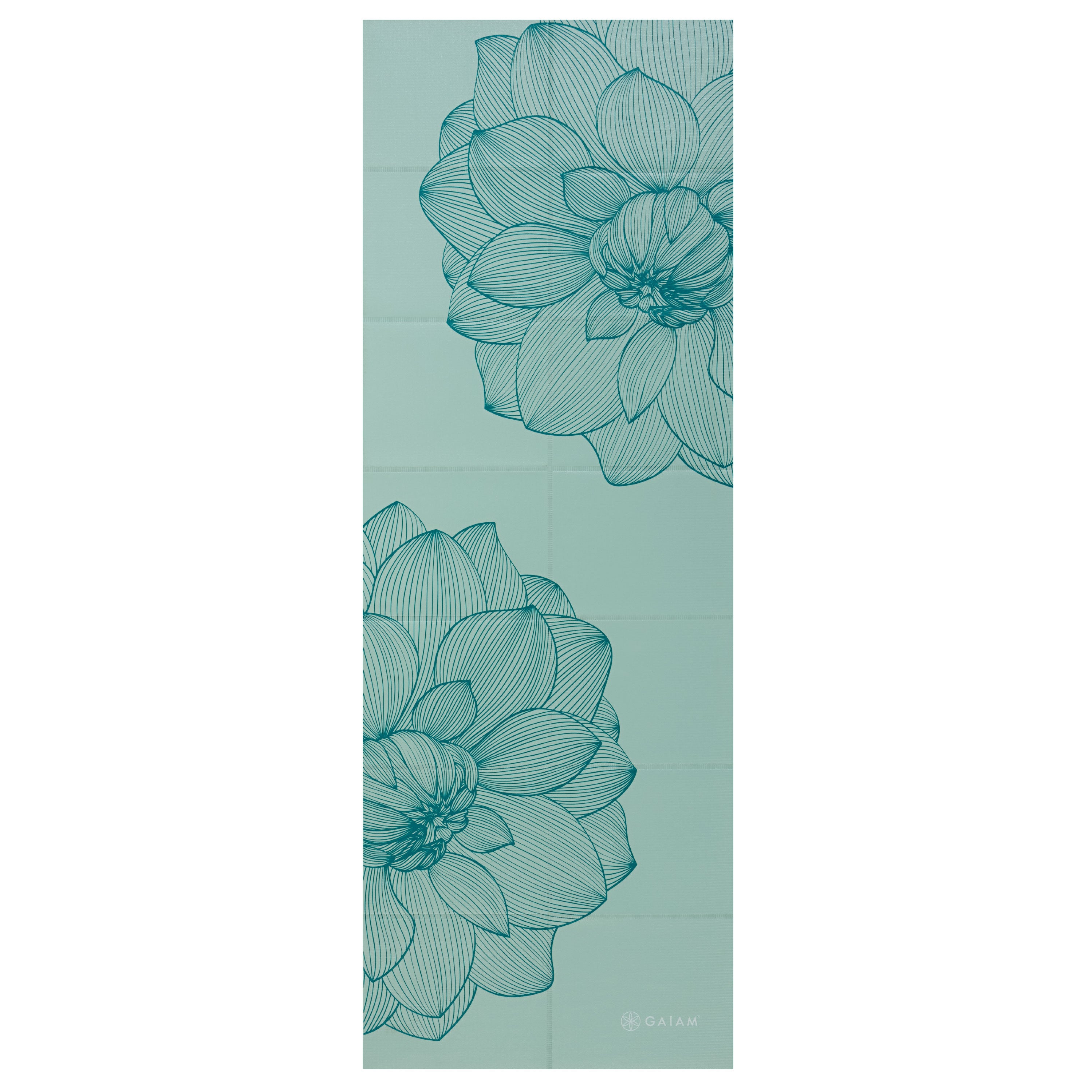 Gaiam Foldable Yoga Mat Serene Dahlias flat