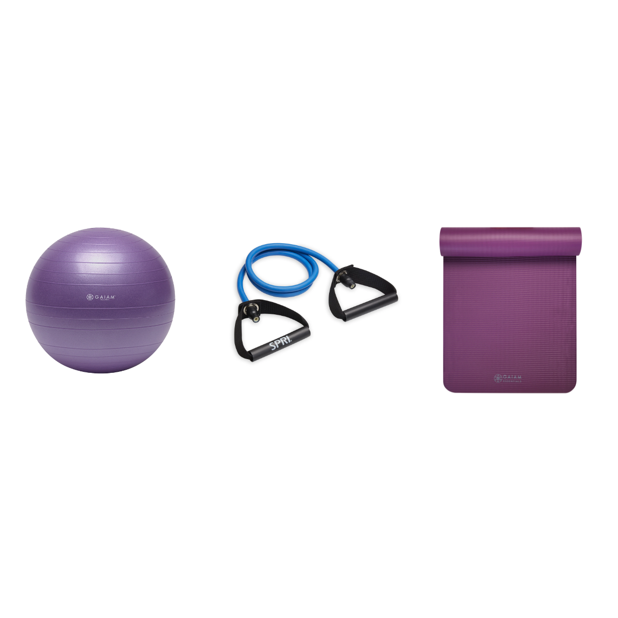 Fitness Bundle - Balance Ball (55cm), Xertube (Heavy), Fitness Mat (Purple)