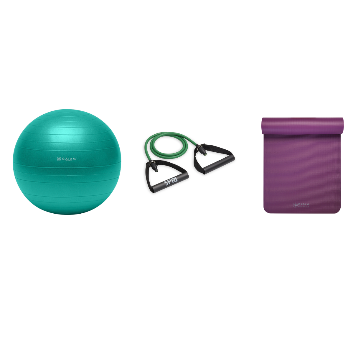 Fitness Bundle - Balance Ball (65cm), Xertube (Ultra Heavy), Fitness Mat (Purple)