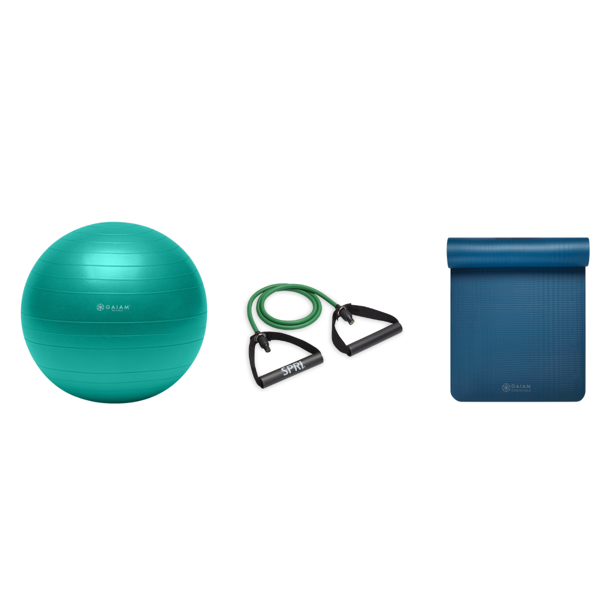 Fitness Bundle - Balance Ball (65cm), Xertube (Light), Fitness Mat (Navy)