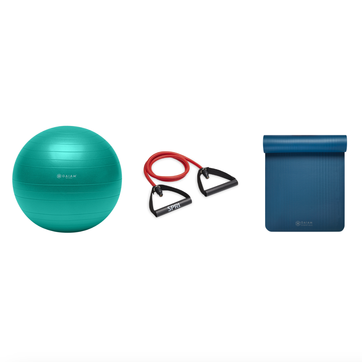 Fitness Bundle - Balance Ball (65cm), Xertube (Medium), Fitness Mat (Navy)