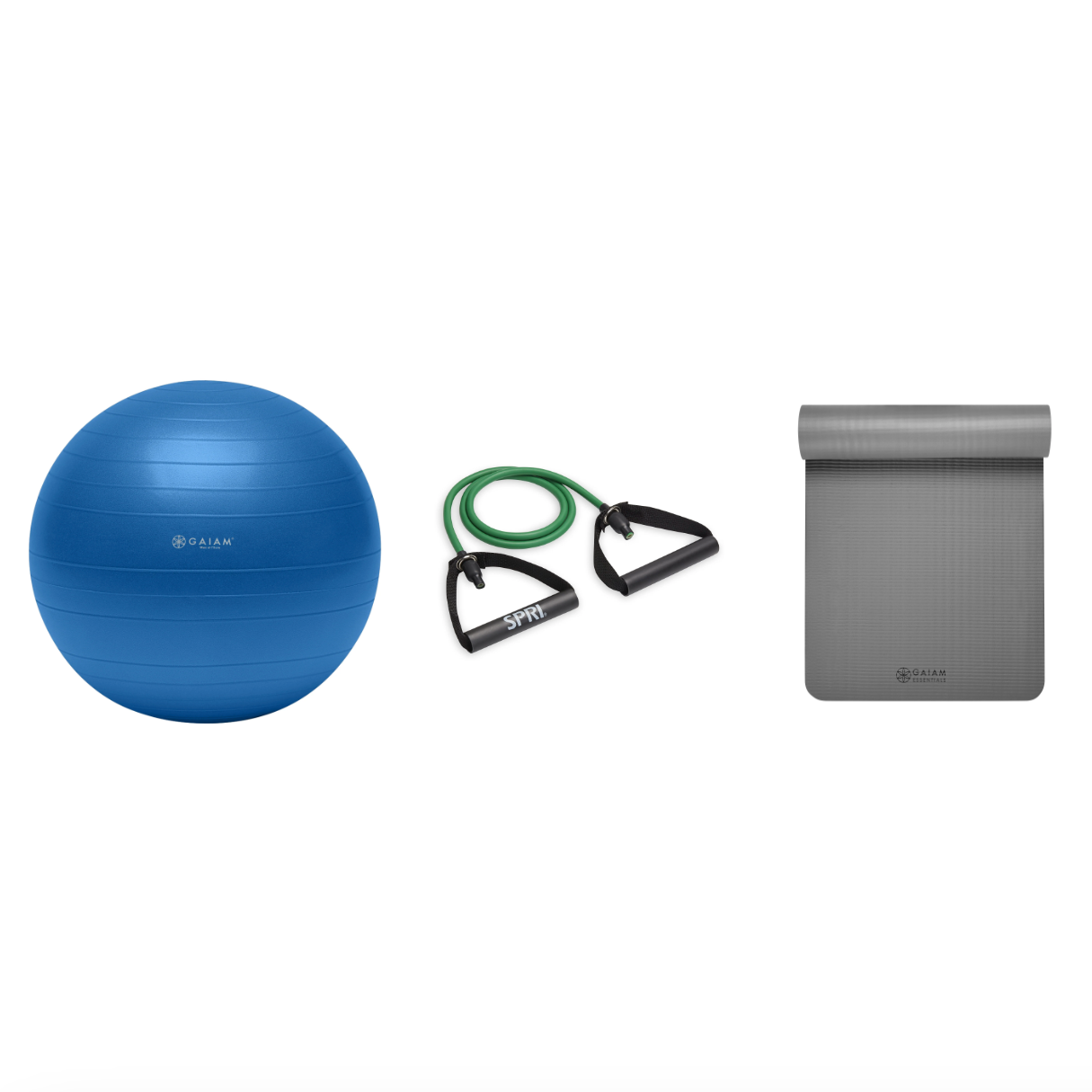 Fitness Bundle - Balance Ball (75cm), Xertube (Light), Fitness Mat (Grey)