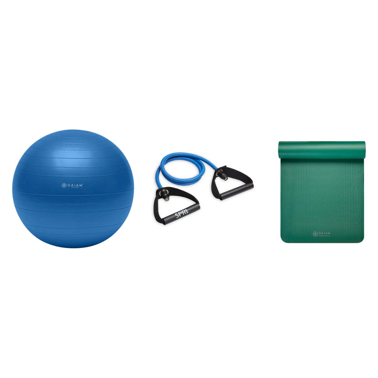 Fitness Bundle - Balance Ball (75cm), Xertube (Heavy), Fitness Mat (Green)